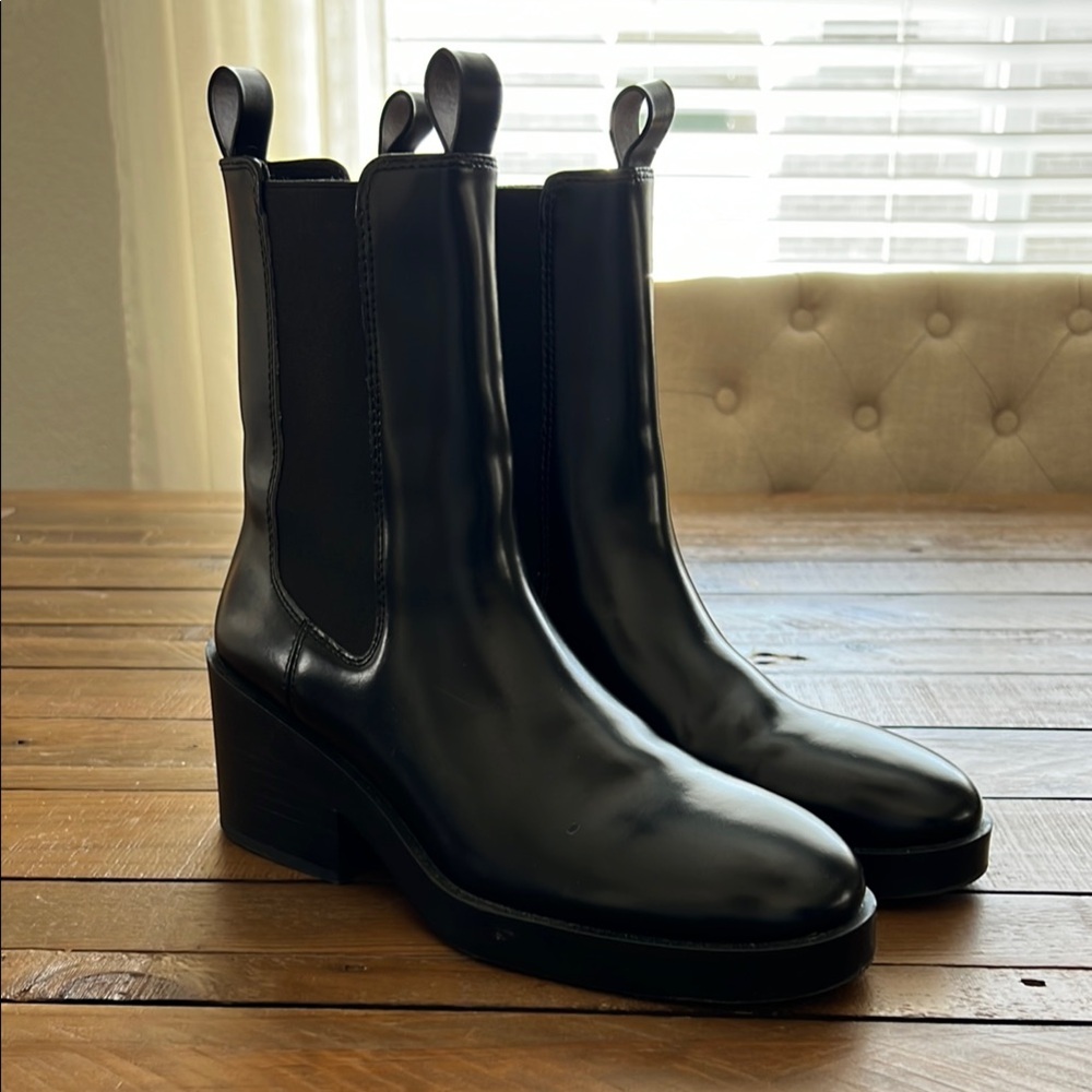 Black Leather Ankle Boots